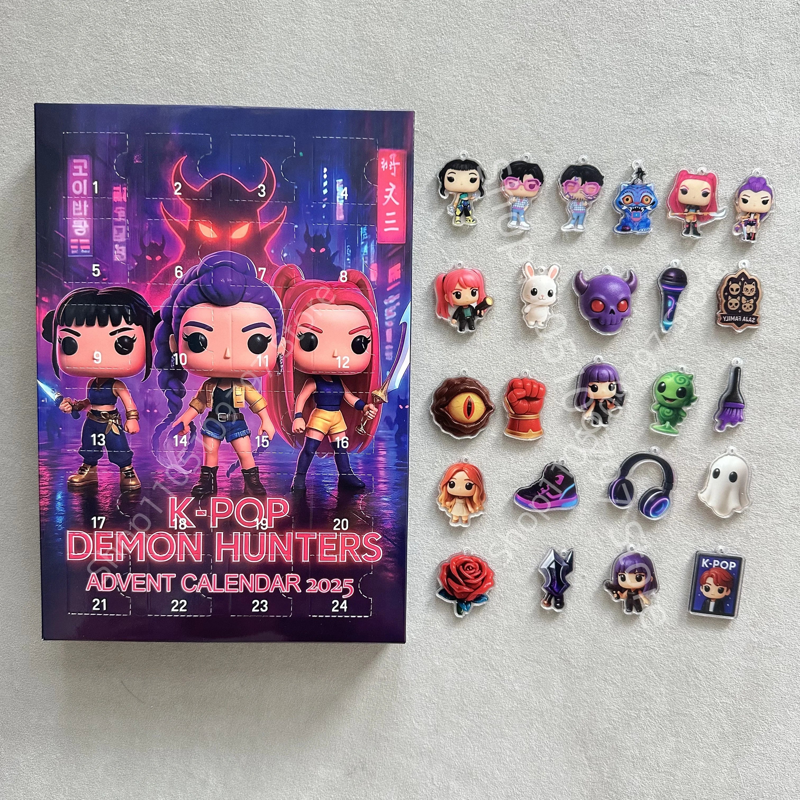 Kpop Demon Hunters Christmas Advent Calendar Huntrix Rumi Mira Zoey SAJA Boys Derpy Tiger Blind Box Toys New Year's Decor Gifts