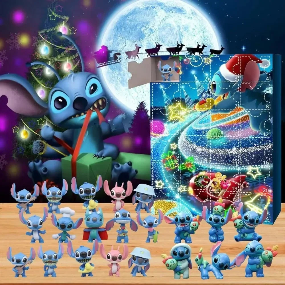 MINISO Advent Calendar Stitch Cartoon Doll Christmas Atmosphere Decorative Gifts New Year 24 Days Countdown Surprise Blind Box