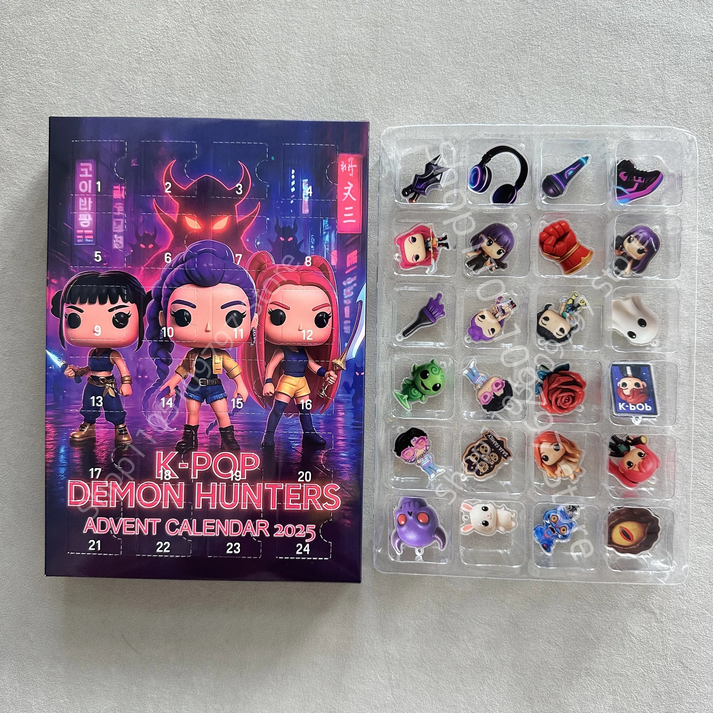 Kpop Demon Hunters Christmas Advent Calendar Huntrix Rumi Mira Zoey SAJA Boys Derpy Tiger Blind Box Toys New Year's Decor Gifts