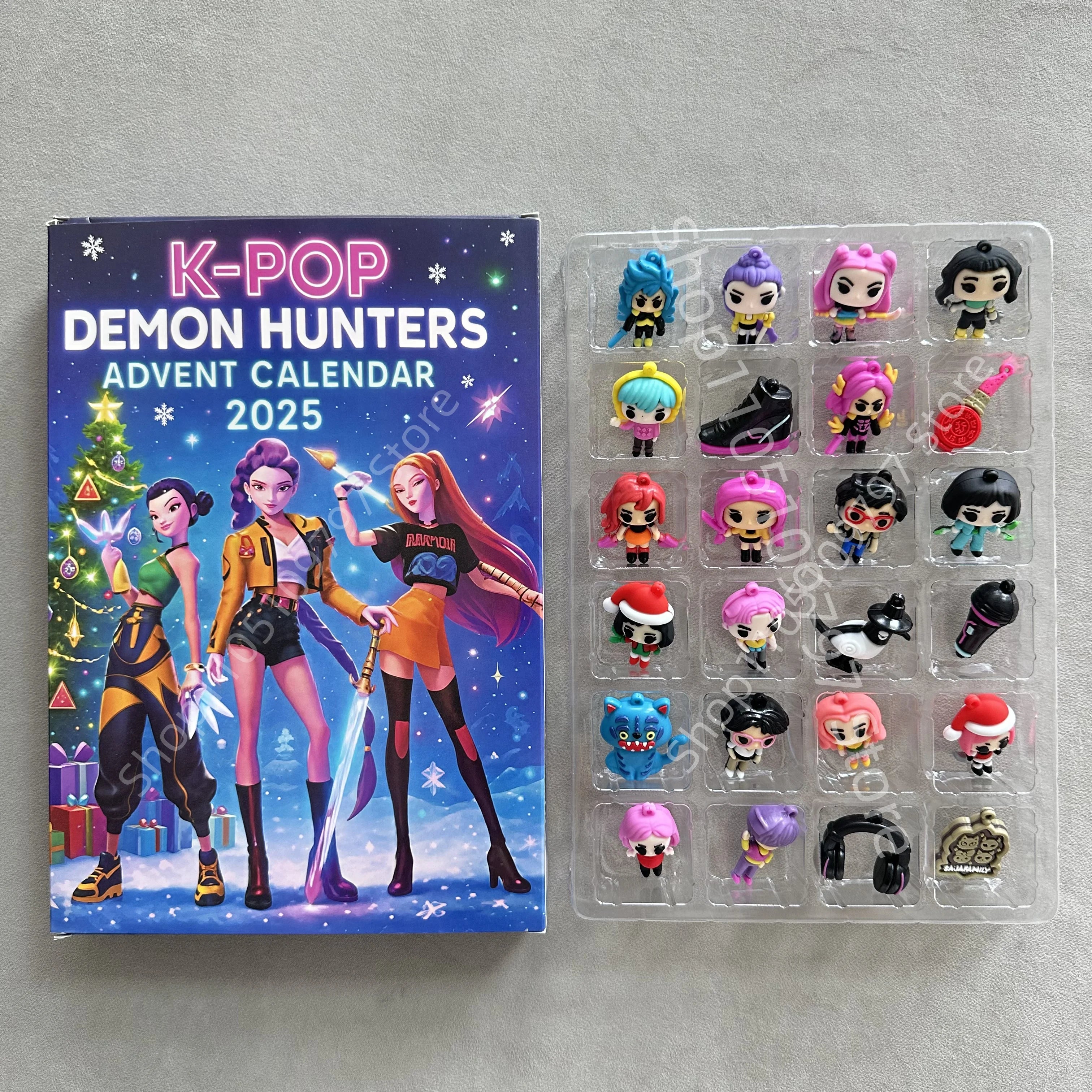 Kpop Demon Hunters Christmas Advent Calendar Huntrix Rumi Mira Zoey SAJA Boys Derpy Tiger Blind Box Toys New Year's Decor Gifts