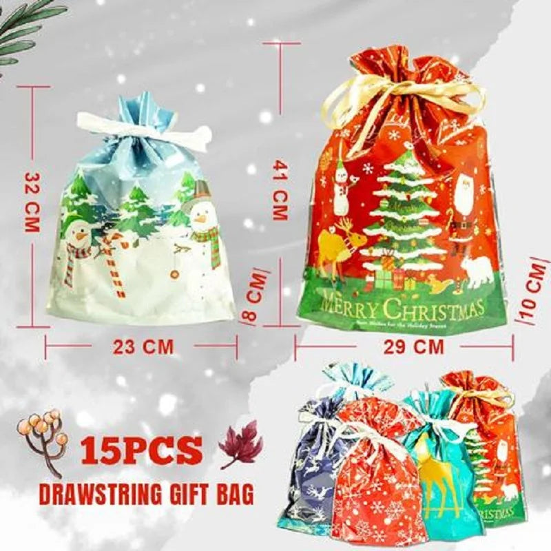 Christmas Drawstring Gift Bags