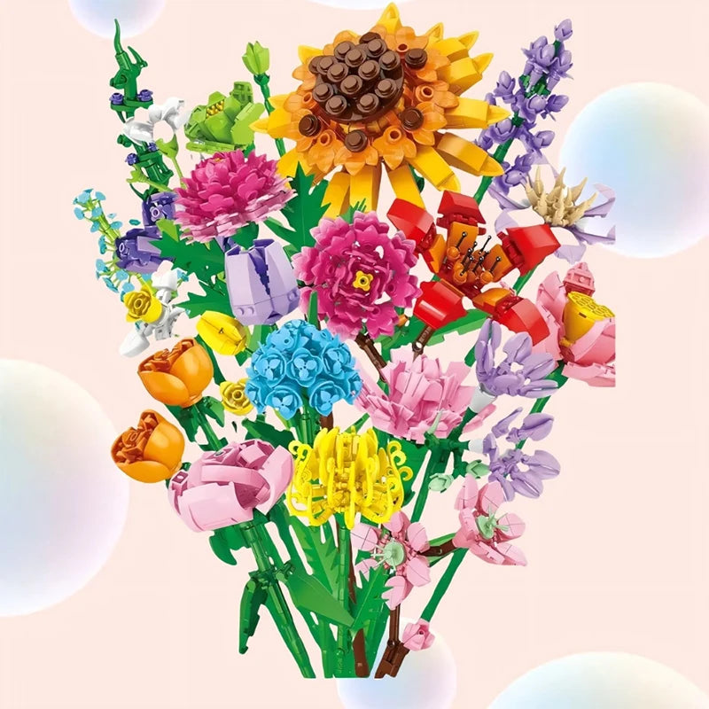 2025 Christmas Countdown Bouquet Building Blocks 24 Days Advent Calendar Surprise Blind Box for Kids Adults Holiday DIY Gifts