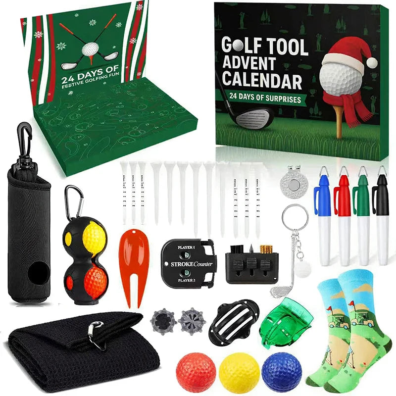 Christmas Golf Set Advent Calendar Gift 2025 Family Friends Countdown 24 Days Outdoor Sports Tool Blind Box For Golf Enthusiasts
