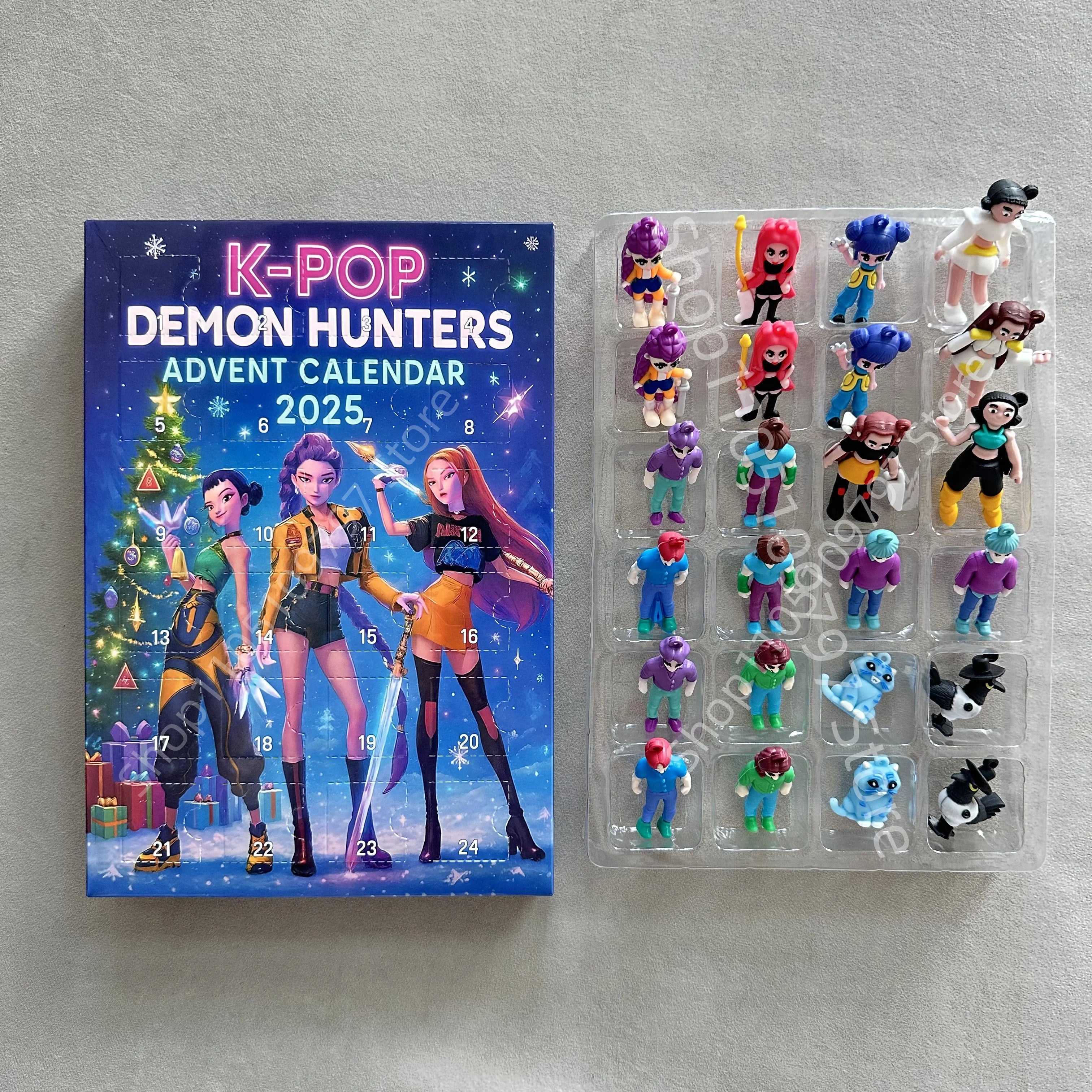 Kpop Demon Hunters Christmas Advent Calendar Huntrix Rumi Mira Zoey SAJA Boys Derpy Tiger Blind Box Toys New Year's Decor Gifts